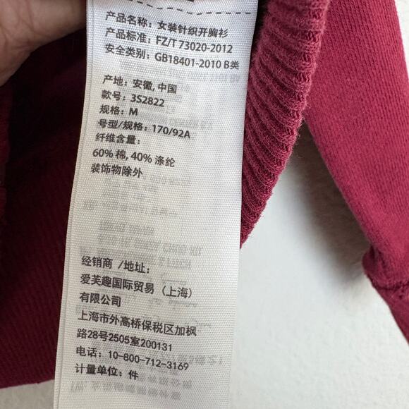 Hollister burgundy zip hoodie medium floral logo Y2K vintage cozycore See pics - Picture 9 of 10